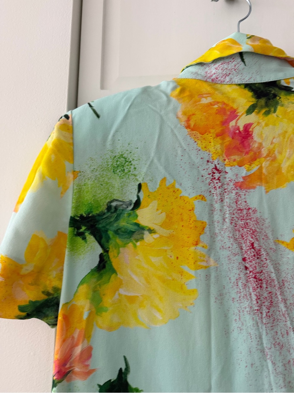 Escada "Dallinata" Mint Floral Viscose Shirt Dress - Size 38 like new - Picture 16 of 16